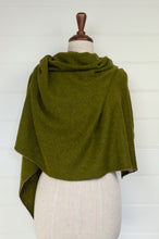 Load image into Gallery viewer, Made in Nepal one size button up poncho in chartreuse green.