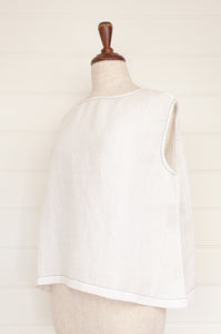 DVE Collection Aishani top in white linen, versatile one size easy fit.