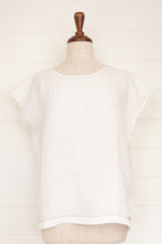 Load image into Gallery viewer, DVE Collection Kriya top in white linen, versatile cap sleeve top.