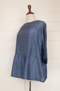 Dve Padma handloom silk top - blue grey