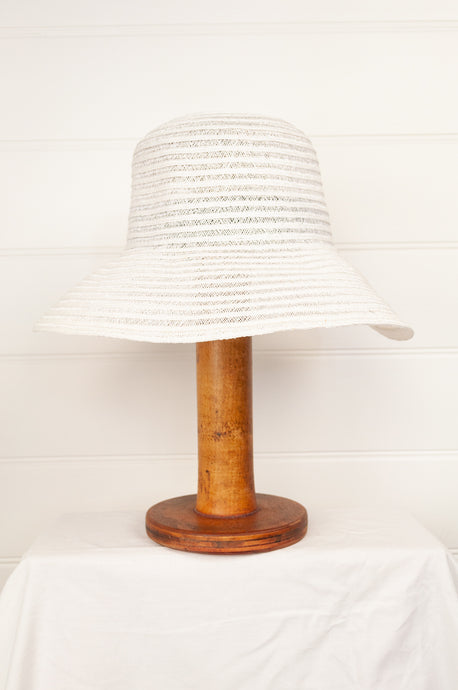 PCNQ made in Japan abaca and cotton sun hat, Pop in white.