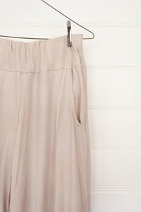 Valia made in Melbourne cotton jersey knit easy fit Paris pants in Pony oatmeal stone cream.
