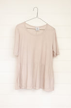 Load image into Gallery viewer, Valia made in Melbourne cotton jersey knit peplum top T-shirt in Pony stone oatmeal cream.