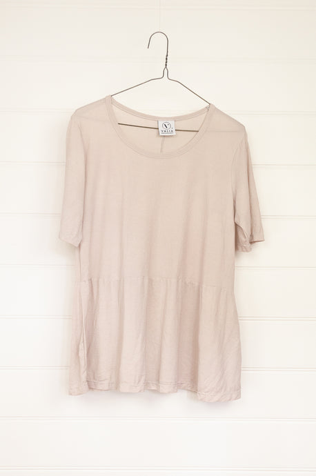 Valia made in Melbourne cotton jersey knit peplum top T-shirt in Pony stone oatmeal cream.