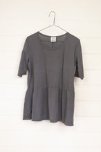 Load image into Gallery viewer, Valia made in Melbourne cotton jersey knit peplum top T-shirt in kalamata charcoal grey.
