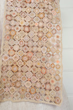 Load image into Gallery viewer, Sophie Digard crochet linen scarf Pastille Pop Minus in Noon, soft warm neutral palette.