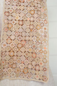 Sophie Digard crochet linen scarf Pastille Pop Minus in Noon, soft warm neutral palette.