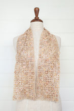 Load image into Gallery viewer, Sophie Digard crochet linen scarf Pastille Pop Minus in Noon, soft warm neutral palette.