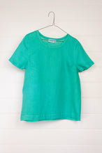 Load image into Gallery viewer, Haris Cotton made in Greece pure linen Island green minty green tshirt, short sleeved shirt.
