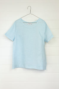 Haris Cotton made in Greece pure linen pale blue Ocean Air tshirt, short sleeved shirt.