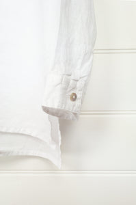 Haris Cotton made in Greece pure linen white button up long sleeve shirt.