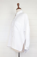 Load image into Gallery viewer, Haris Cotton made in Greece pure linen white button up long sleeve shirt.