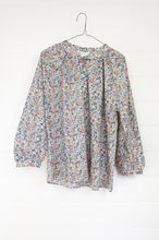 Load image into Gallery viewer, Sorority Clothing Liberty Tana lawn 3/4 sleeve blouse in Wiltshire berry print in soft grey, lilac and tan.