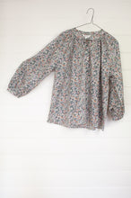 Load image into Gallery viewer, Sorority Clothing Liberty Tana lawn 3/4 sleeve blouse in Wiltshire berry print in soft grey, lilac and tan.