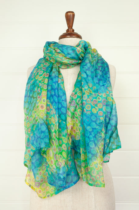 JH Silk spot scarf - cobalt and lime