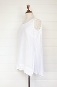 Valia made in Australia white linen and cotton knit Ash tank sleeveless top.