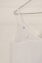 Load image into Gallery viewer, Cotton lace edged white cotton lightweight camisole bias cut with adjustable straps.