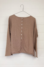 Load image into Gallery viewer, One size V-neck slouchy cashmere cotton summer reversible cardigan in soft nutmeg brown.