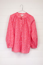 Load image into Gallery viewer, Sorority Liberty tana lawn gathered neck loose fit blouse in Poppy Day pink and red floral print.