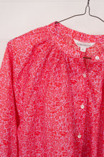 Load image into Gallery viewer, Sorority Liberty tana lawn gathered neck loose fit blouse in Poppy Day pink and red floral print.