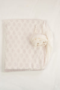 Baby dohar lightweight three layered baby wrap cot quilt, cotton muslin block printed, raspberry red sprig pattern.