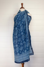 Load image into Gallery viewer, Cotton voile sarong - indigo blooms