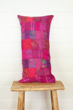 Load image into Gallery viewer, Vintage silk patchwork vibrant shades of magenta, vibrant pink and purple.