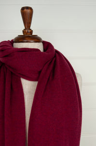 Juniper Hearth pure cashmere scarf in crimson red.