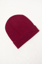 Load image into Gallery viewer, Juniper Hearth rib knit pure cashmere crimson red beanie.