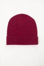 Load image into Gallery viewer, Juniper Hearth rib knit pure cashmere crimson red beanie.