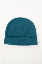 Load image into Gallery viewer, Juniper Hearth fine knit pure cashmere double layer mosaic teal green beanie.