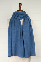 Load image into Gallery viewer, Juniper Hearth pure cashmere scarf in denim blue.