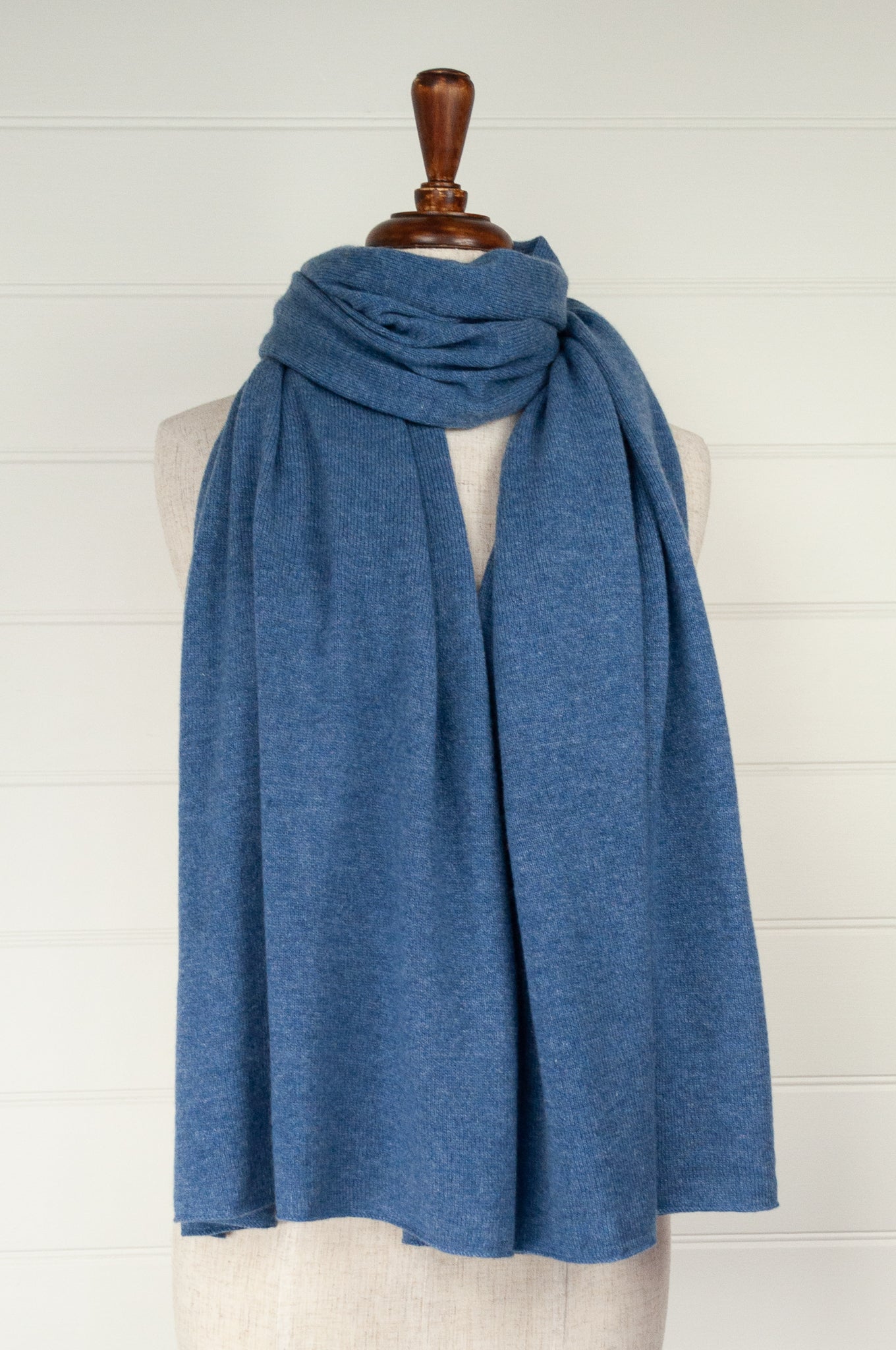 Juniper Hearth pure cashmere scarf in denim blue.