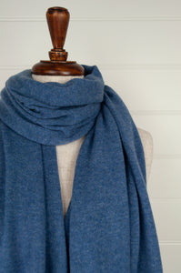 Juniper Hearth pure cashmere scarf in denim blue.