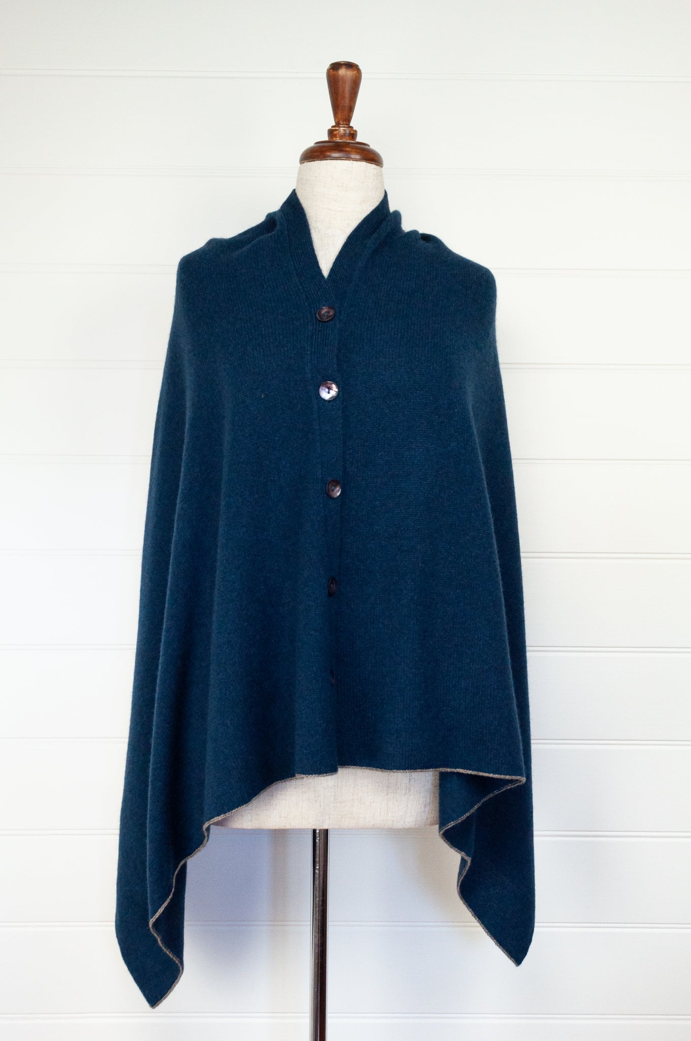 Juniper Hearth ethically made baby yak wool poncho in French navy.