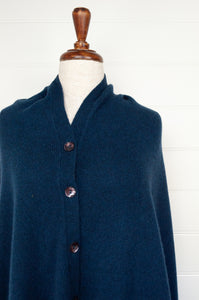 Juniper Hearth ethically made baby yak wool poncho in French navy.