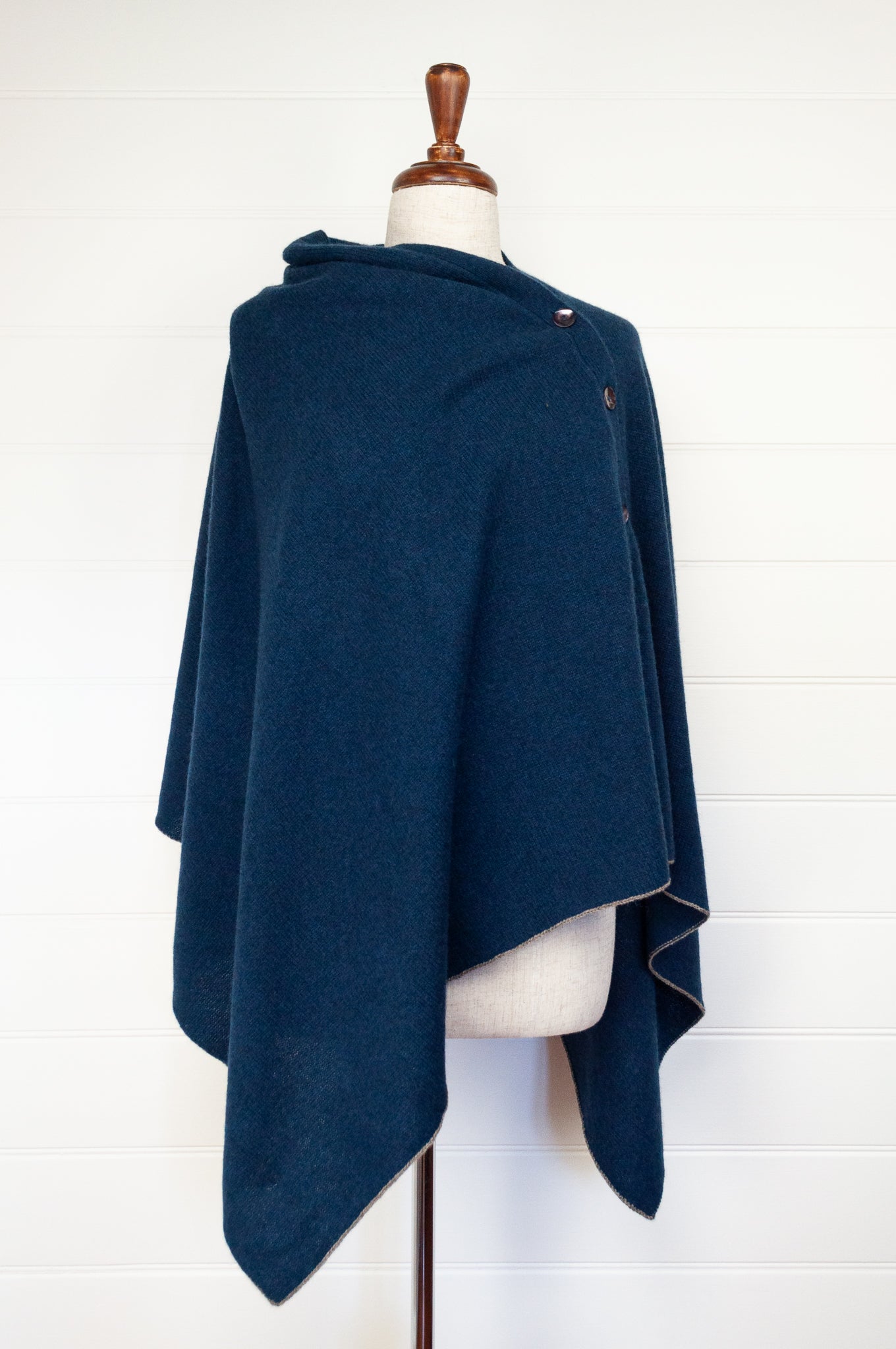 Juniper Hearth ethically made baby yak wool poncho in French navy.