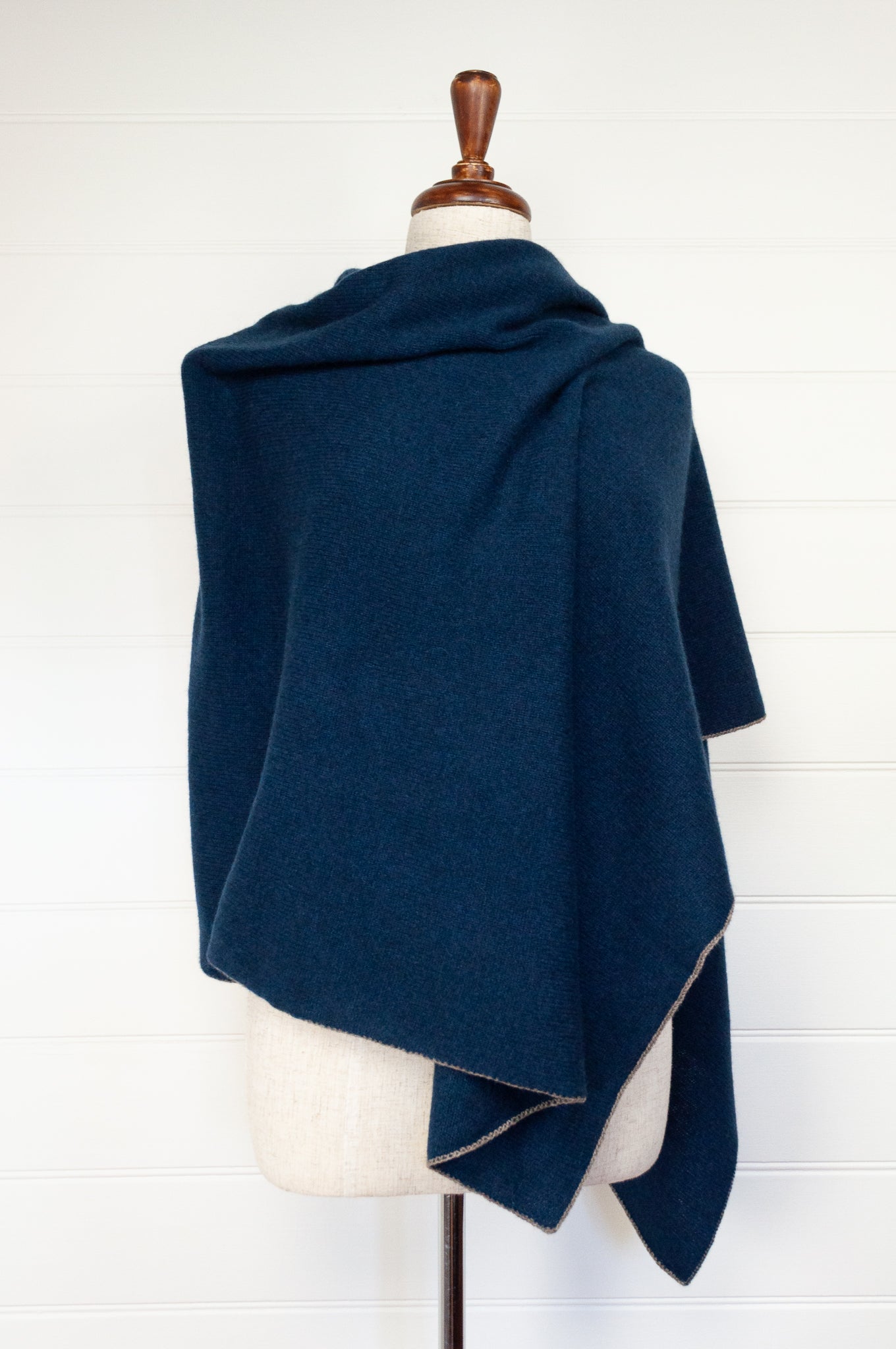 Juniper Hearth ethically made baby yak wool poncho in French navy.