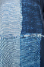 Load image into Gallery viewer, Pure silk shibori dyed silk kurta top in shades of indigo.