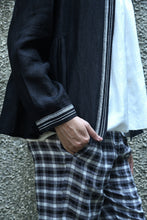 Load image into Gallery viewer, Dve elastic waist easy fit Rooma pants in black white and brown plaid linen.