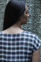 Load image into Gallery viewer, Dve black and white check linen Kriya sleeveless top.