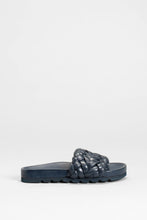 Load image into Gallery viewer, Elk the Label Tonde slide in twilight navy plaited leather.