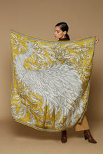Load image into Gallery viewer, Inoui Editions Eugene silk modal square scarf in saffron yellow.