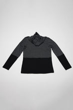 Load image into Gallery viewer, Kimberley Tonkin the Label Benji spliced cowl wool jersey tunic in charcoal and black.