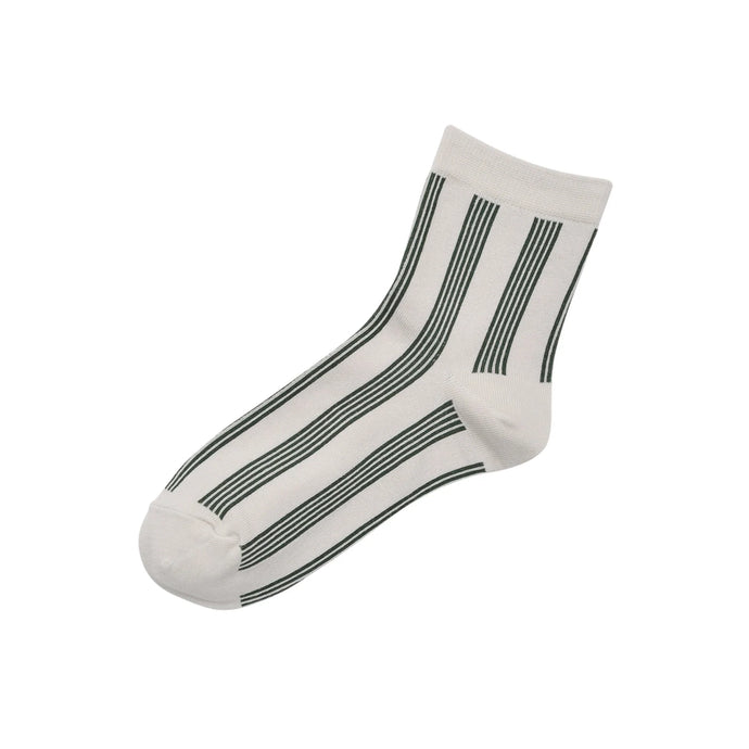 Memeri made in Japan supima cotton striped green and white socks.
