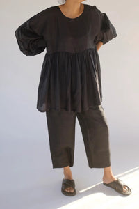 Mason and Mill one size Peggie top in charcoal mulberry silk.