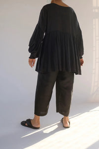 Mason and Mill one size Peggie top in charcoal mulberry silk.