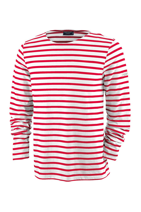 Saint James made in France Minquiers Moderne unisex mariniere red and white striped long sleeve t-shirt.