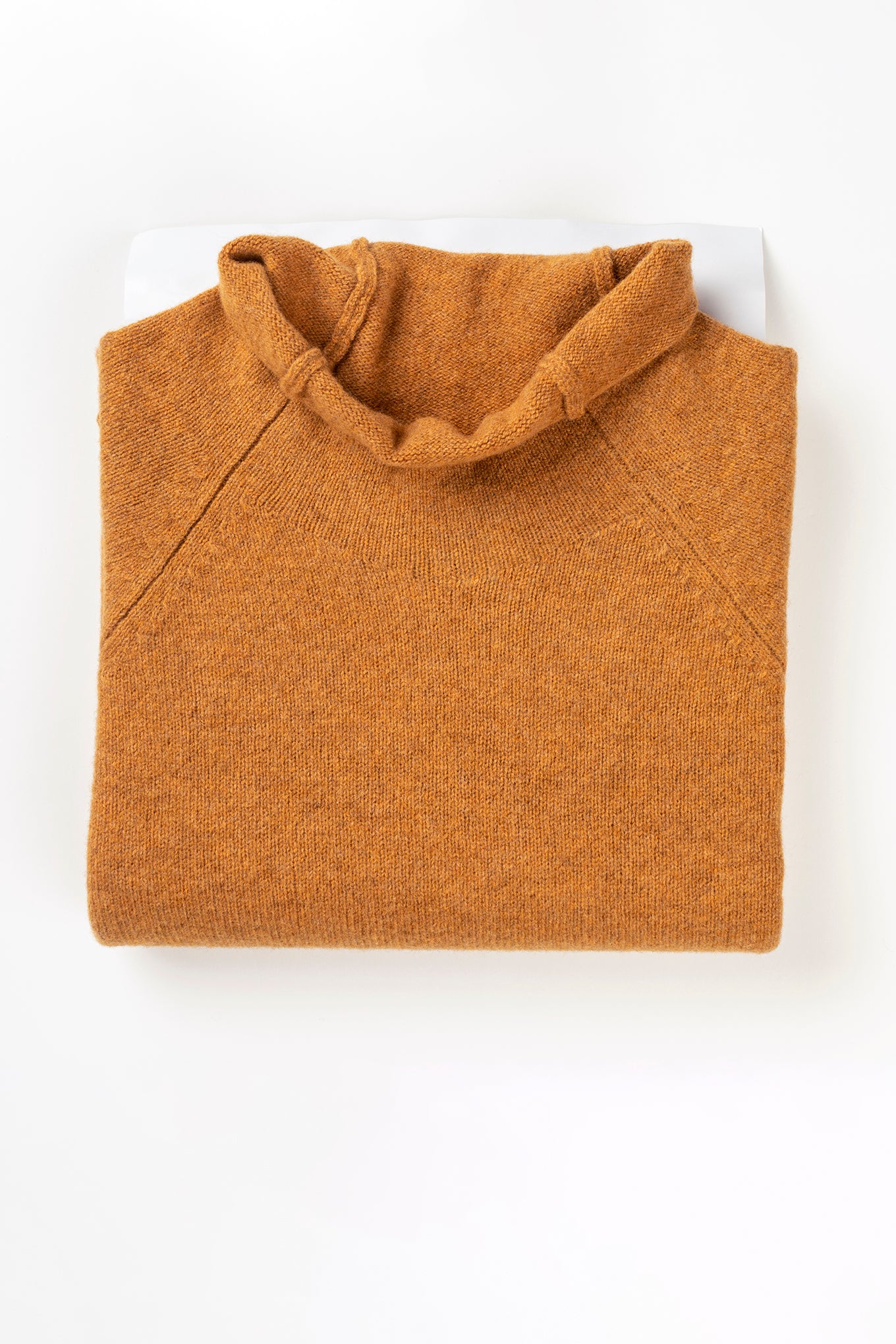 Corry merino wool raglan sweater in Gazelle, mustard yellow.
