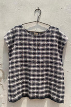 Load image into Gallery viewer, Dve black and white check linen Kriya sleeveless top.